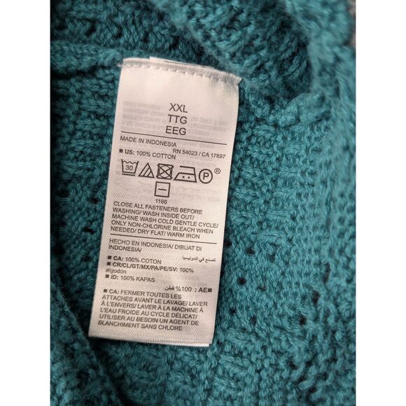 Old Navy Knit Tank Top Size XXL Crochet Boho Tie Front Hippie Cottage Green - Picture 10 of 10